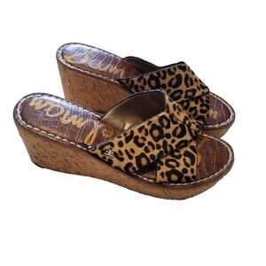 Sam Edelman Reid Wedge Animal Print Leather Size 6.5